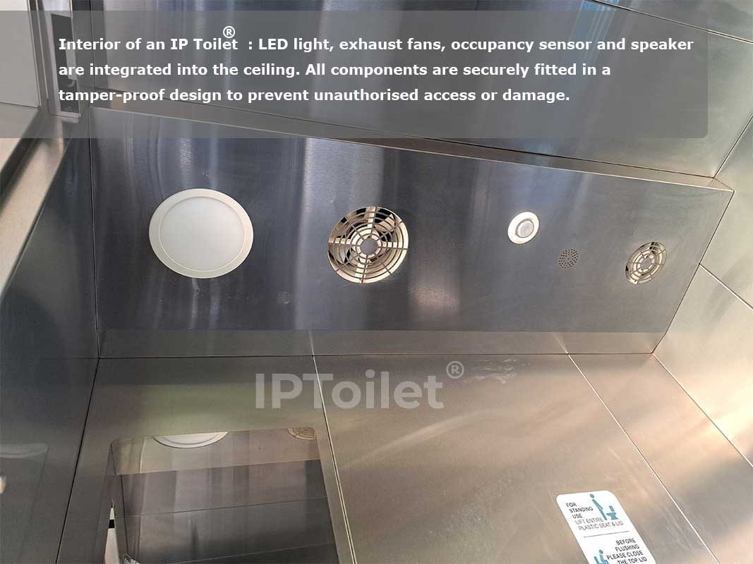IPToilet® washbasin with sensor tap and stainless steel mirror